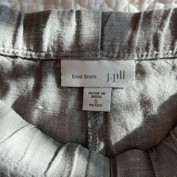 J Jill 100% Linen Pull on Elastic Waist Crop Ankle Pant Womens Small Petite Gray - Picture 2 of 10